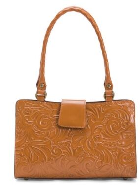 Patricia Nash Rienzo Cognac tooled Italian  Leather purse